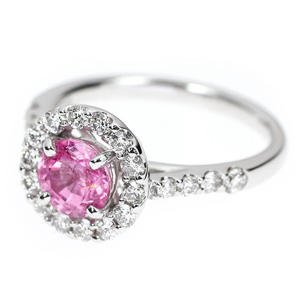 K18WG ピンクサファイア ダイヤモンド リング 1.35ct 0.56ct