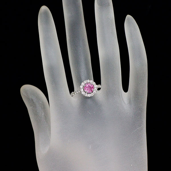 K18WG ピンクサファイア ダイヤモンド リング 1.35ct 0.56ct