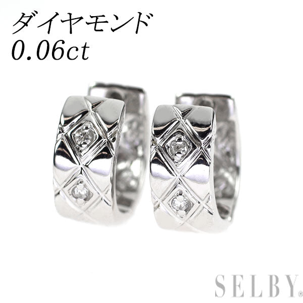 K14WG ダイヤモンド ピアス 0.06ct  フープ