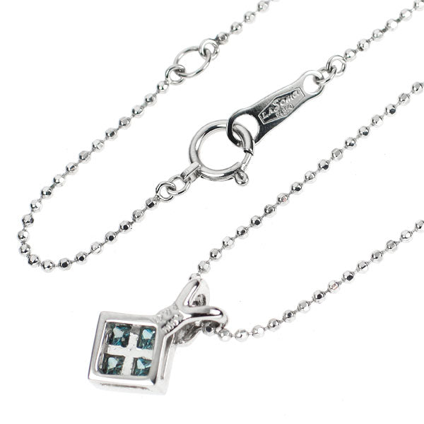 Pt900/ Pt850 トリートブルーダイヤモンド ペンダントネックレス 0.41ct ミステリーセッティング