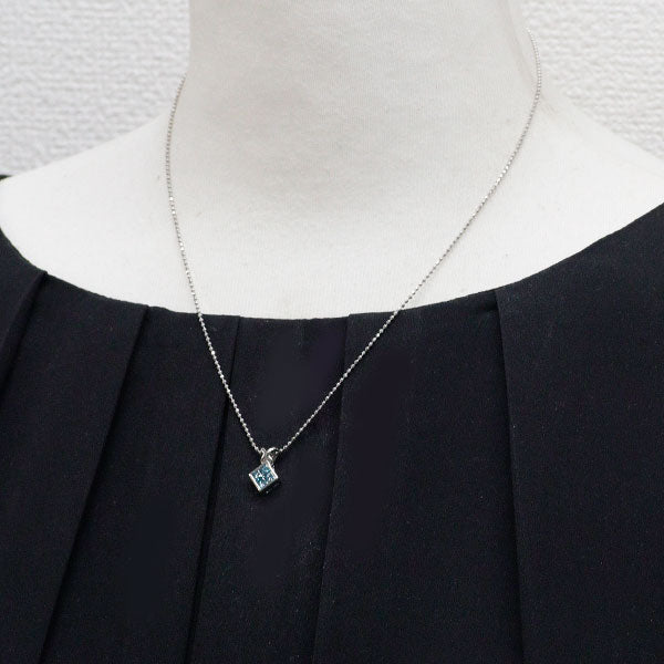 Pt900/ Pt850 トリートブルーダイヤモンド ペンダントネックレス 0.41ct ミステリーセッティング
