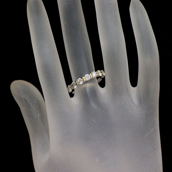 K18YG/ Pt900 ダイヤモンド リング 1.06ct ハーフエタニティ