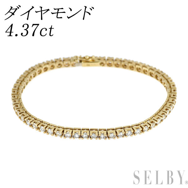 K18YG ダイヤモンド ブレスレット 4.37ct テニス