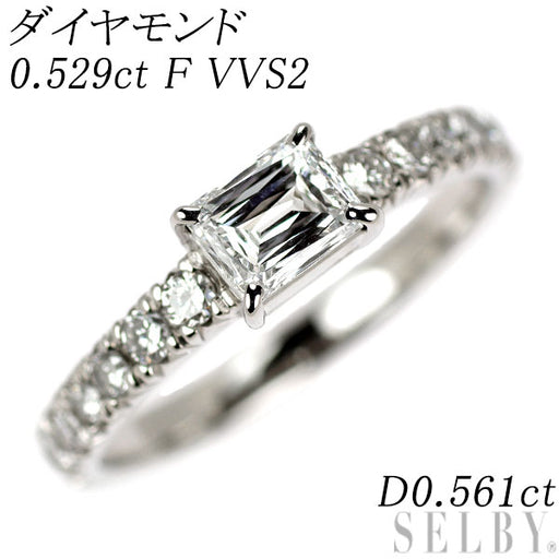 Pt900 クリスカット ダイヤモンド リング 0.529ct F VVS2 D0.561ct
