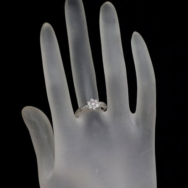 希少 Pt900 天然ピンク ダイヤモンド リング 0.108ct FLP SI2 D0.46ct フラワー