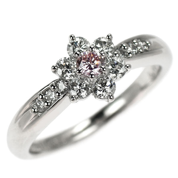 希少 Pt900 天然ピンク ダイヤモンド リング 0.108ct FLP SI2 D0.46ct フラワー