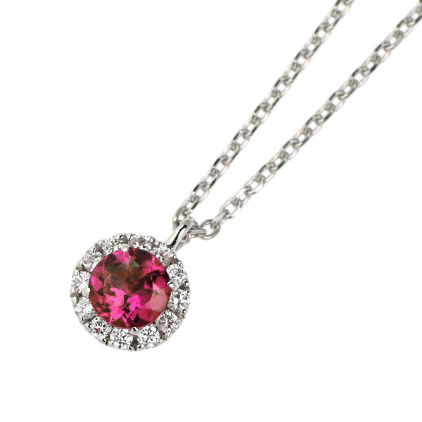 Pt900/ Pt850 ピンクトルマリン ダイヤモンド ペンダントネックレス 0.23ct D0.06ct