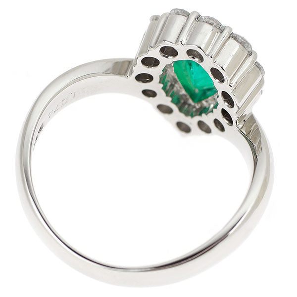 Pt900 ペアシェイプ エメラルド ダイヤモンド リング 1.274ct D0.65ct