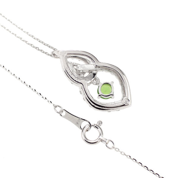 希少 Pt900/ K18WG デマントイドガーネット ダイヤモンド ペンダントネックレス 0.22ct D0.52ct