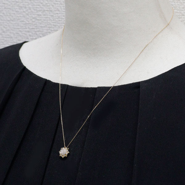 K18YG ダイヤモンド ペンダントネックレス 0.20ct パヴェ フラワー