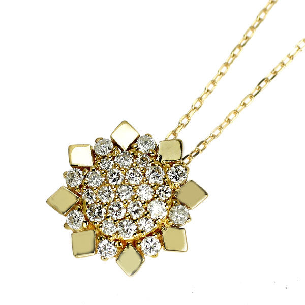 K18YG ダイヤモンド ペンダントネックレス 0.20ct パヴェ フラワー