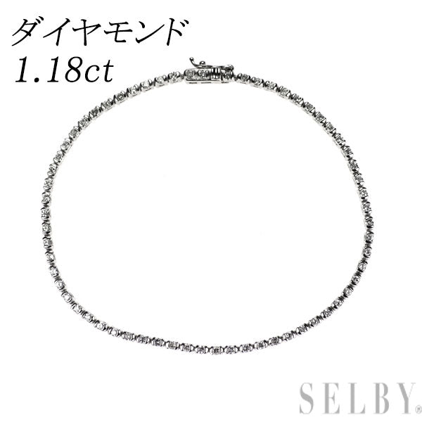K14WG ダイヤモンド ブレスレット 1.18ct テニス