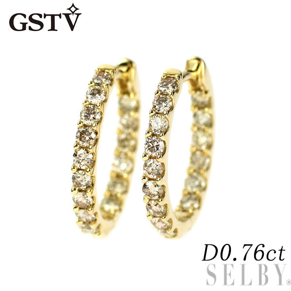 GSTV K18YG ダイヤモンド ピアス 0.76ct フープ