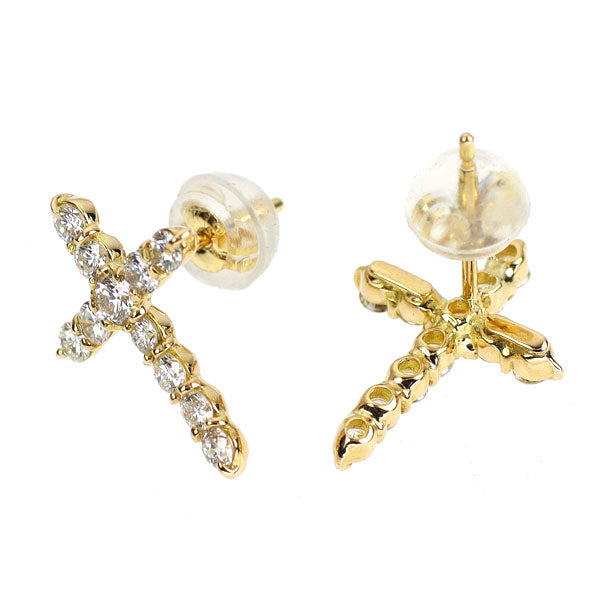 K18YG ダイヤモンド ピアス 0.60ct クロス