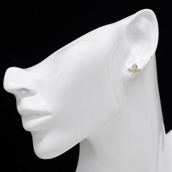 K18YG ダイヤモンド ピアス 0.60ct クロス