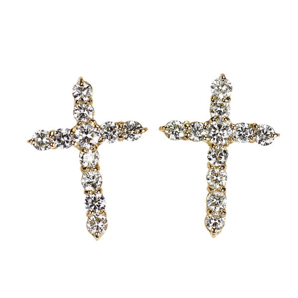K18YG ダイヤモンド ピアス 0.60ct クロス