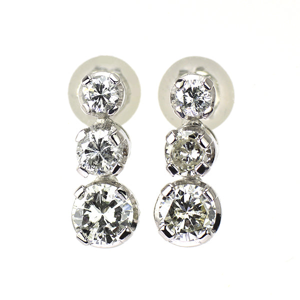 Pt900　ダイヤモンド　ピアス　トータル1.00ct Pt900 ダイヤモンド ピアス 1.00ct スリーストーン — セルビー