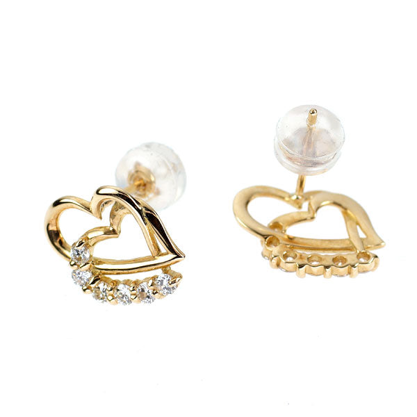 K18YGダイヤモンドピアス K18YG ダイヤモンド ピアス 0.26ct ハート — セルビーオンラインストア