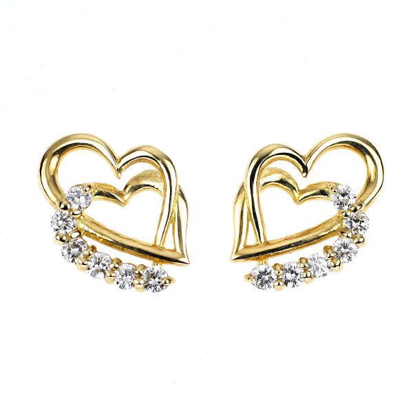 K18YG ダイヤモンド ピアス 0.26ct ハート — セルビーオンラインストア