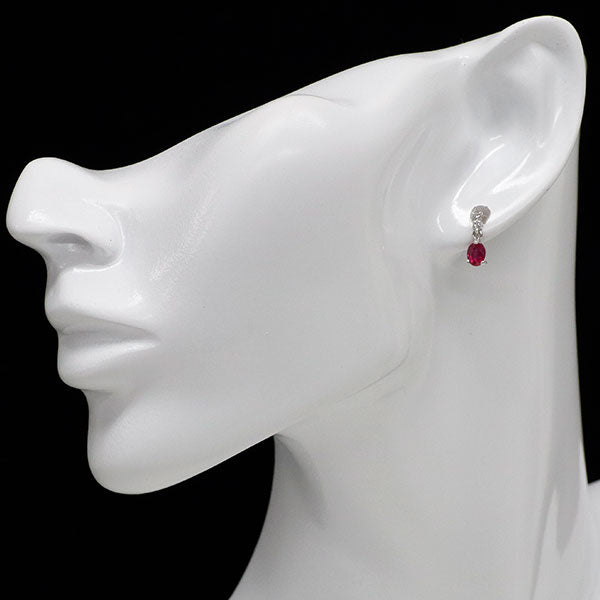 K18WG/ K14WG ルビー ダイヤモンド ピアス 1.04ct D0.12ct — セルビー