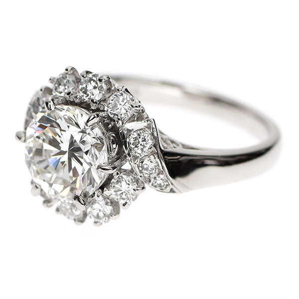 Pt900 ダイヤモンド  リング 1.770ct H SI1 G D0.54ct フラワー