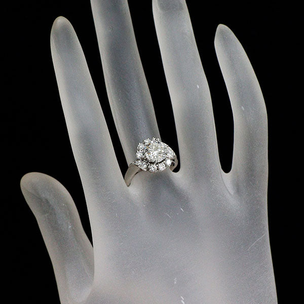 Pt900 ダイヤモンド  リング 1.770ct H SI1 G D0.54ct フラワー