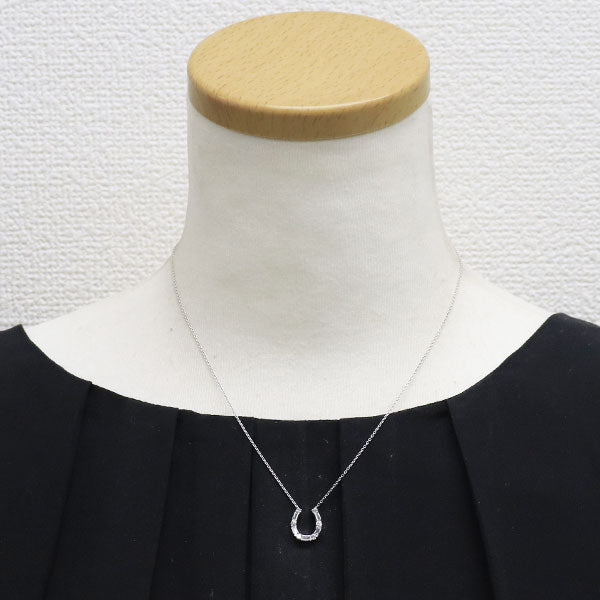 K18WG ダイヤモンド ペンダントネックレス 0.30ct 馬蹄 ホースシュー