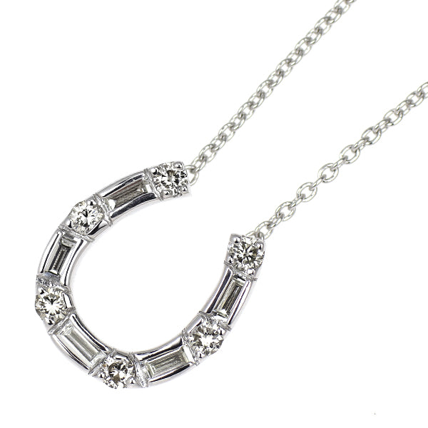 K18WG ダイヤモンド ペンダントネックレス 0.30ct 馬蹄 ホースシュー