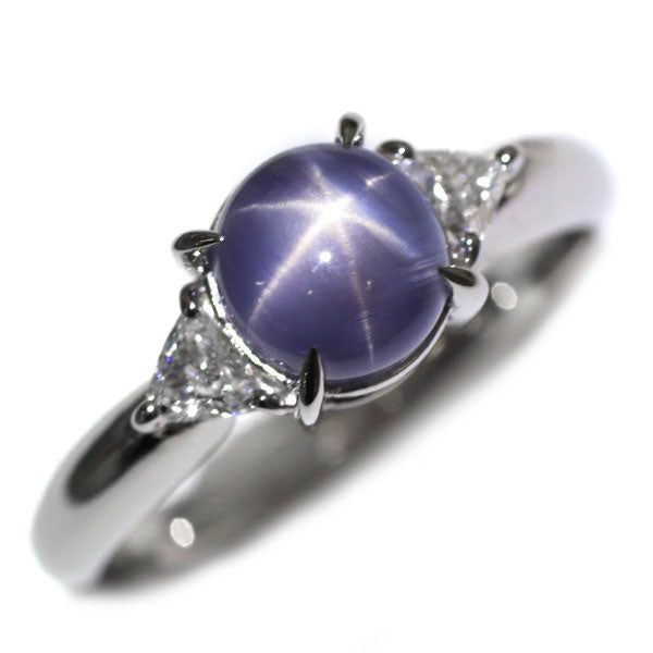 田崎真珠 Pt900 スター サファイア ダイヤモンド リング 2.44ct D0.23ct