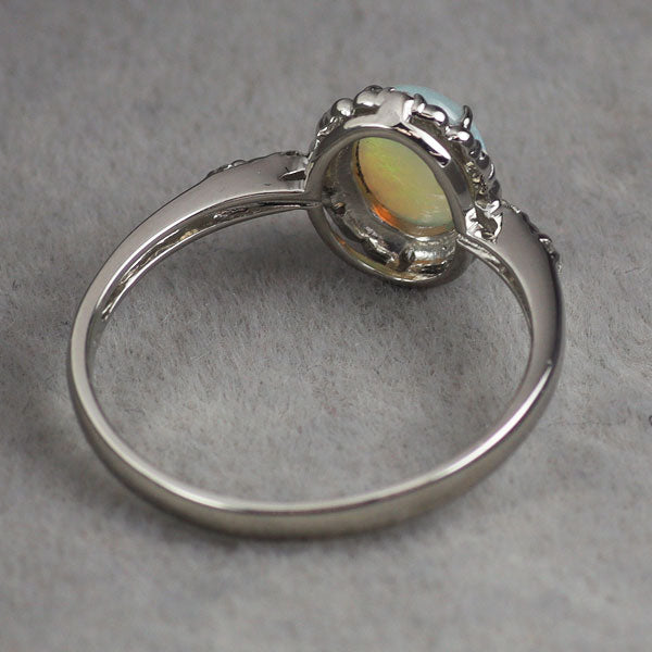 Pt900 オパール ダイヤモンド リング 0.71ct D0.10ct
