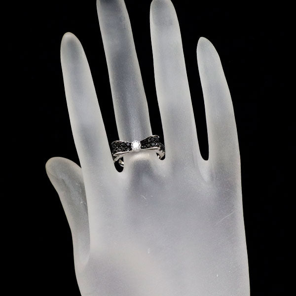 ブラックメッキ/ K18WG ブラック/カラーレス ダイヤモンド リング 1.10ct リボン