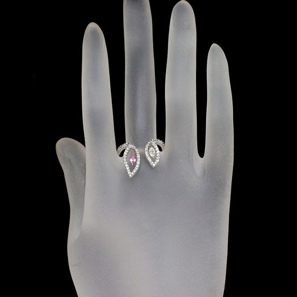 K18WG ピンクサファイア ダイヤモンド リング 0.21ct D0.585ct