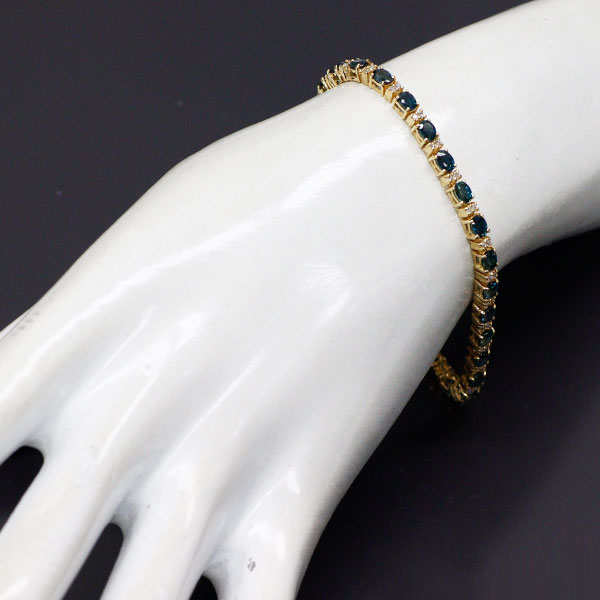 K18YG サファイア ダイヤモンド ブレスレット 4.70ct 0.28ct