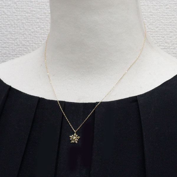 K18YG ダイヤモンド ペンダントネックレス 0.07ct  雪の結晶