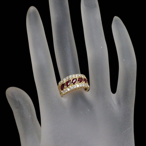 K18YG ルビー ダイヤモンド リング 1.05ct D0.70ct