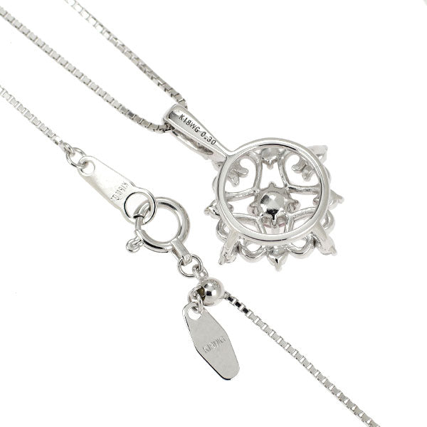 希少 K18WG 天然ピンク/カラーレス ダイヤモンド ペンダントネックレス 0.30ct