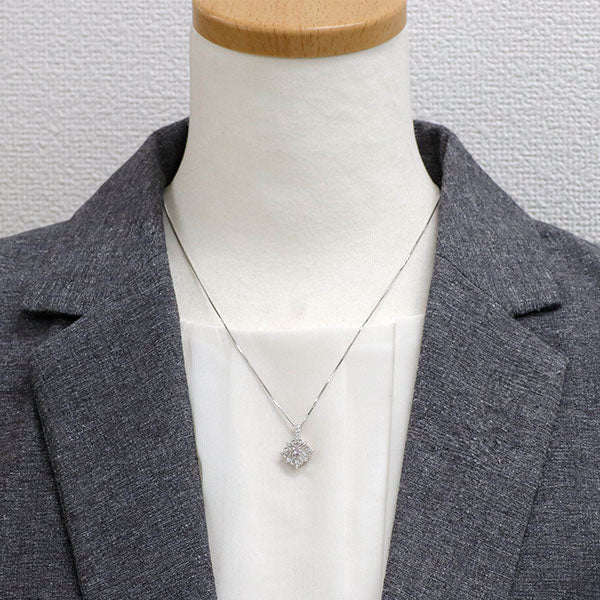 希少 K18WG 天然ピンク/カラーレス ダイヤモンド ペンダントネックレス 0.30ct