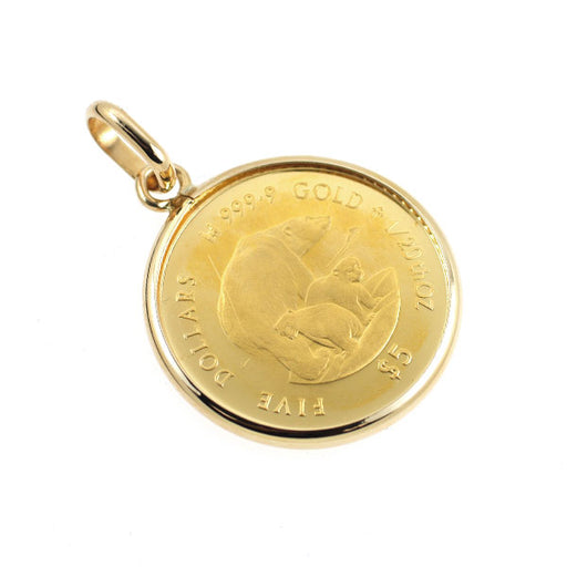 K24/K18 ペンダントトップ コイン エリザベス女王2世 北極熊親子 1