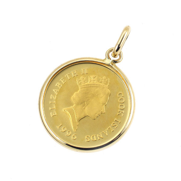 K24/K18 ペンダントトップ コイン エリザベス女王2世 北極熊親子 1/20oz