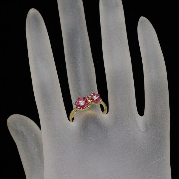 K18YG ルビー ダイヤモンド リング D0.15ct フラワー