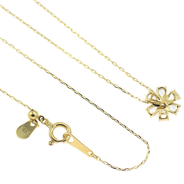 K18YG ローズカット ダイヤモンド ペンダントネックレス 0.34ct フラワー