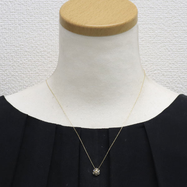 K18YG ローズカット ダイヤモンド ペンダントネックレス 0.34ct フラワー