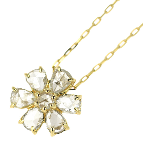 K18YG ローズカット ダイヤモンド ペンダントネックレス 0.34ct フラワー