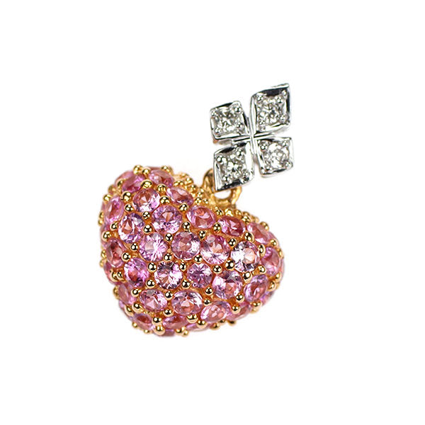 笠原真寿美 K18WG/PG ピンクサファイア ダイヤモンド ペンダントトップ 0.60ct 0.03 ハート パヴェ