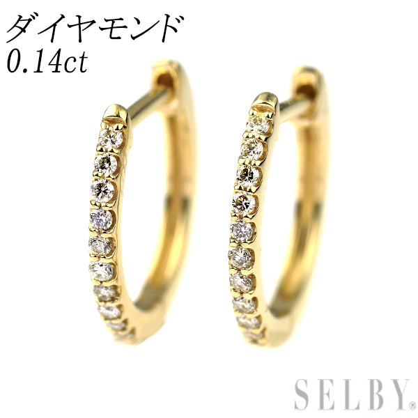K10YG ダイヤモンド フープ ピアス 0.14ct — セルビーオンラインストア