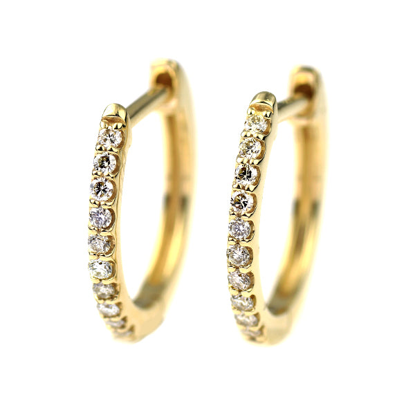 K10YG ダイヤモンド フープ ピアス 0.14ct — セルビーオンラインストア