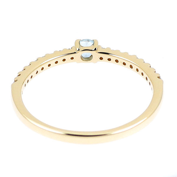 K10YG ブルートパーズ ダイヤモンド リング D0.12ct