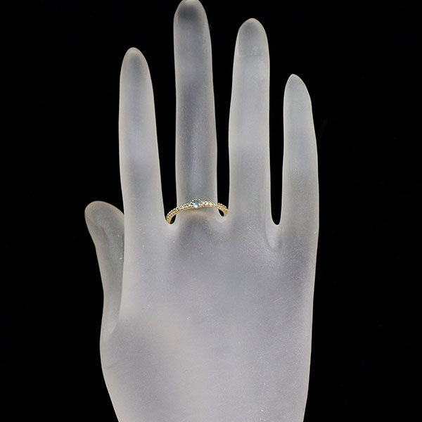 K10YG ブルートパーズ ダイヤモンド リング D0.12ct