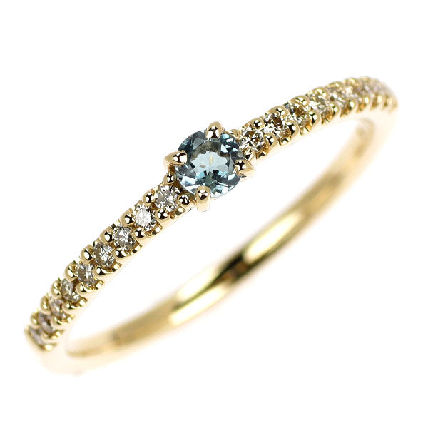 K10YG ブルートパーズ ダイヤモンド リング D0.12ct