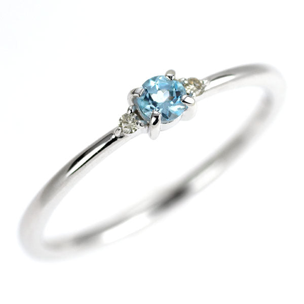 K10WG ブルー トパーズ ダイヤモンド リング